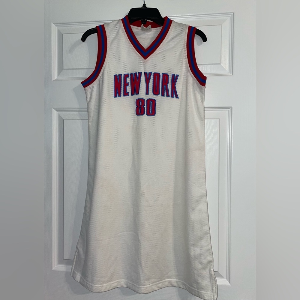 New New York 80 Red White Blue Jersey Dress Size Large